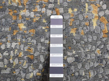 Transitional hand-knotted wool/silk rug in Gray, 12' x 15'1" — SKU O087645 (view 7)