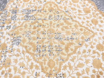 Transitional hand-knotted wool/silk rug in Gray, 12' x 15'1" — SKU O087645 (view 8)