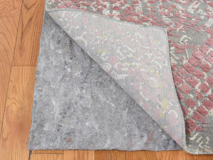 Modern / Contemporary hand-knotted silk rug in Gray, 12' x 15' — SKU O087647 (view 4)