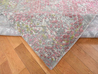 Grey 12'0" x 15'0" Modern / Contemporary Hand knotted Silk Rug - Sku: O087647