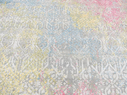 Modern / Contemporary hand-knotted silk rug in Gray, 12' x 15' — SKU O087647 (view 8)