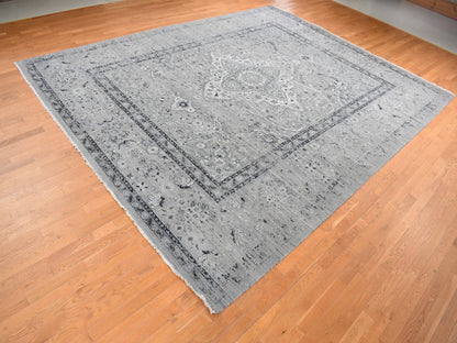 Transitional hand-knotted wool/silk rug in Gray, 12' x 15'5" — SKU O087648 (view 3)