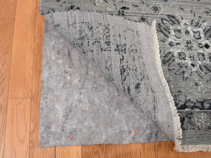 Grey 12'0" x 15'5" Transitional Hand knotted Wool/Silk Rug - Sku: O087648