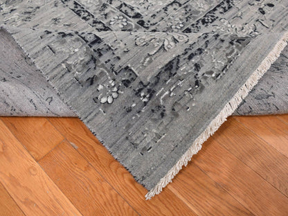 Transitional hand-knotted wool/silk rug in Gray, 12' x 15'5" — SKU O087648 (view 5)