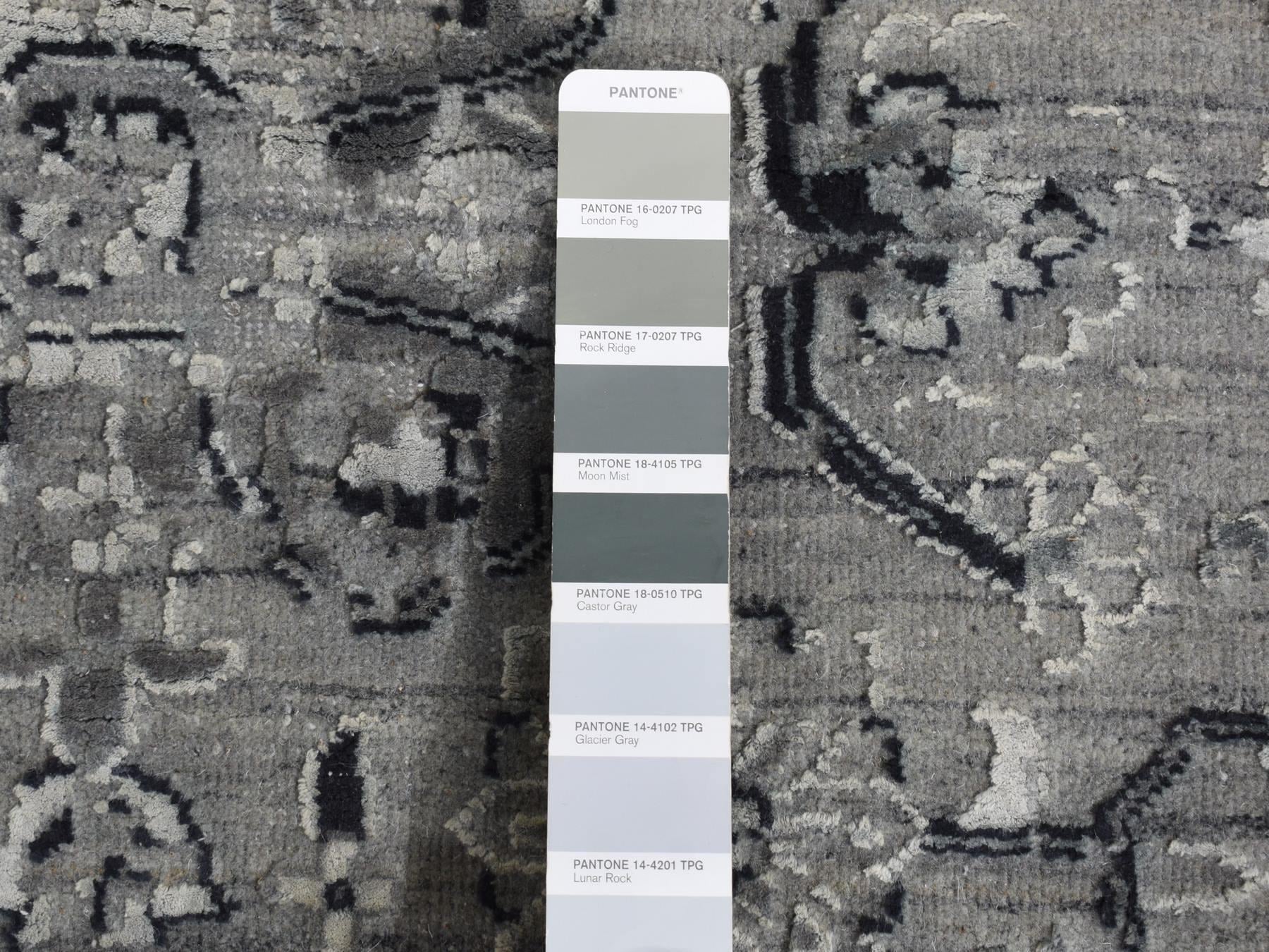 Transitional hand-knotted wool/silk rug in Gray, 12' x 15'5" — SKU O087648 (view 7)