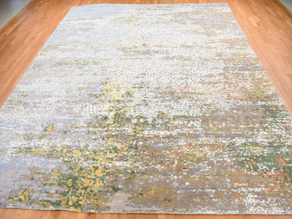 Brown 12'0" x 15'0" Modern / Contemporary Hand knotted Wool/Silk Rug - Sku: O087649