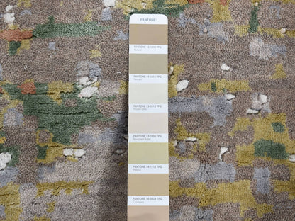 Brown 12'0" x 15'0" Modern / Contemporary Hand knotted Wool/Silk Rug - Sku: O087649