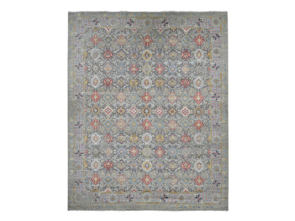 Beige 12'0" x 15'1" Transitional Hand knotted Wool/Silk Rug - Sku: O087650