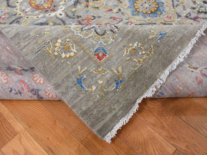 Beige 12'0" x 15'1" Transitional Hand knotted Wool/Silk Rug - Sku: O087650
