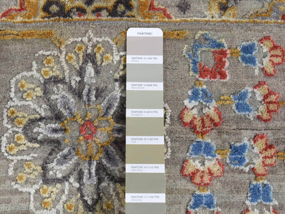 Beige 12'0" x 15'1" Transitional Hand knotted Wool/Silk Rug - Sku: O087650
