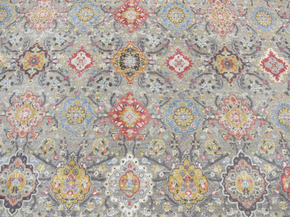 Beige 12'0" x 15'1" Transitional Hand knotted Wool/Silk Rug - Sku: O087650