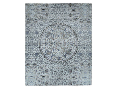 Grey 12'0" x 15'0" Transitional Hand knotted Wool/Silk Rug - Sku: O087652