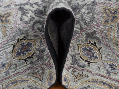 Transitional hand-knotted wool/silk rug in Gray, 12' x 15' — SKU O087652 (view 6)