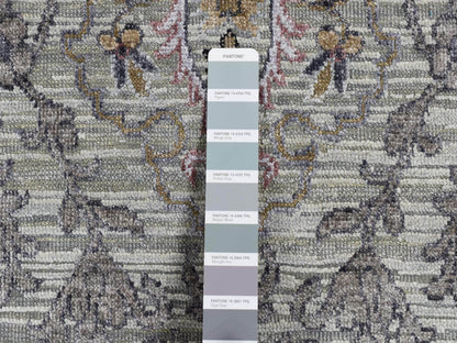 Transitional hand-knotted wool/silk rug in Gray, 12' x 15' — SKU O087652 (view 7)