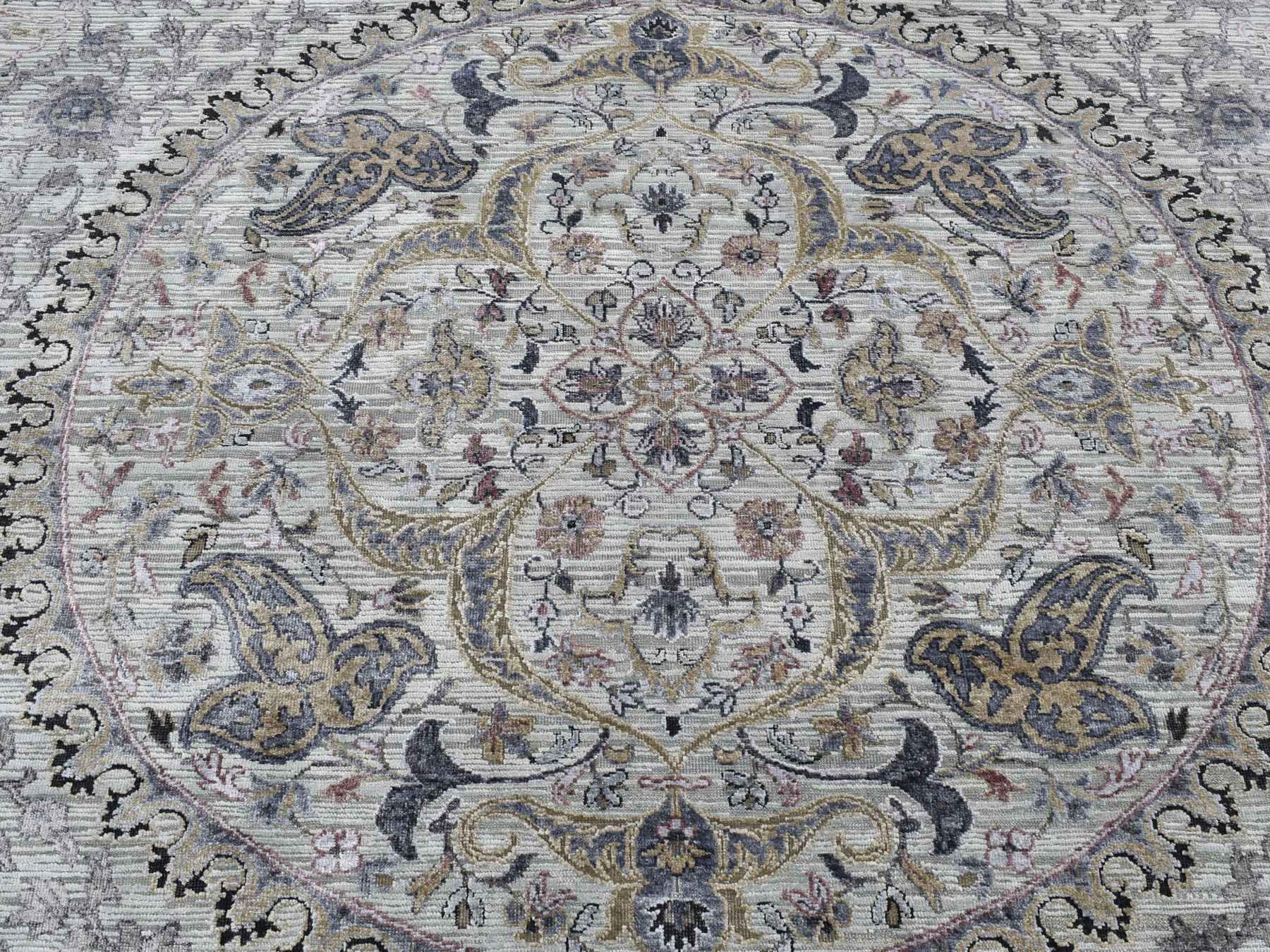 Transitional hand-knotted wool/silk rug in Gray, 12' x 15' — SKU O087652 (view 8)