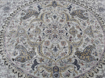 Transitional hand-knotted wool/silk rug in Gray, 12' x 15' — SKU O087652 (view 8)