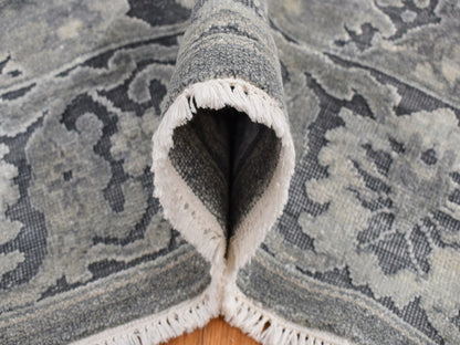 Oushak Modern / Contemporary hand-knotted wool/silk rug in Gray, 11'10" x 14'10" — SKU O087653 (view 6)
