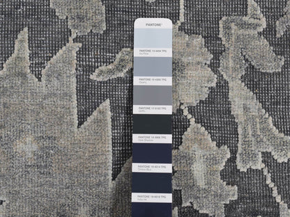 Oushak Modern / Contemporary hand-knotted wool/silk rug in Gray, 11'10" x 14'10" — SKU O087653 (view 7)