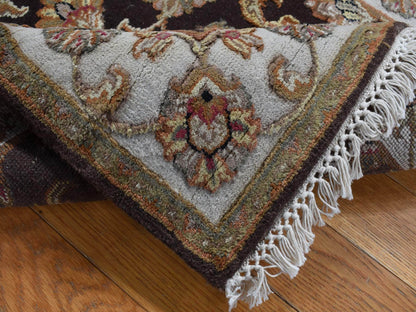 Brown 2'7" x 15'9" Traditional Hand knotted Wool/Silk Rug - Sku: O087656