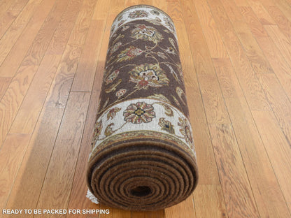 Brown 2'7" x 15'9" Traditional Hand knotted Wool/Silk Rug - Sku: O087656