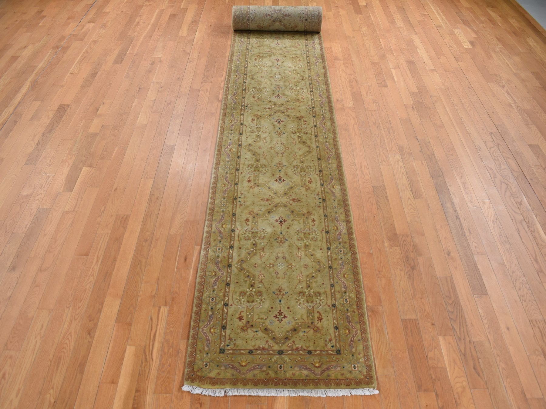 Tabriz Fine Oriental hand-knotted wool runner in Brown, 3' x 23'3" — SKU O087657 (view 2)