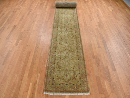 Tabriz Fine Oriental hand-knotted wool runner in Brown, 3' x 23'3" — SKU O087657 (view 2)
