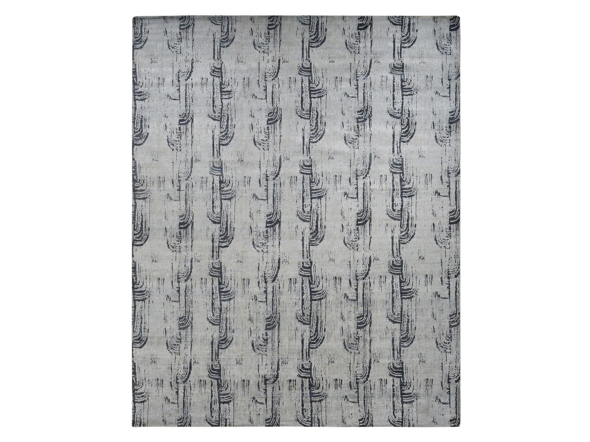 Wool / Silk hand-knotted wool/silk rug in Gray, 11'9" x 14'10" — SKU O087662