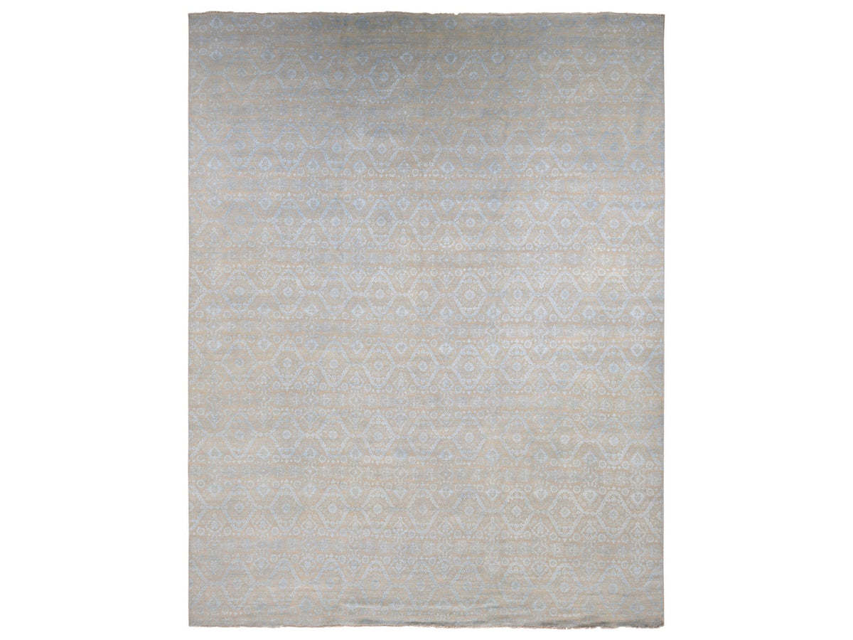 Transitional hand-knotted wool/silk rug in Brown, 11'10" x 15' — SKU O087663
