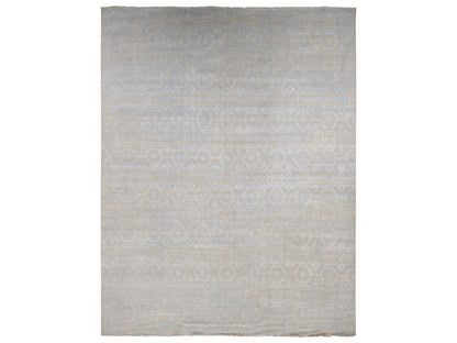 Brown 11'10" x 15'0" Transitional Hand knotted Wool/Silk Rug - Sku: O087663