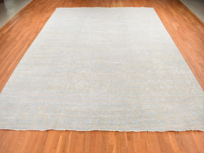 Brown 11'10" x 15'0" Transitional Hand knotted Wool/Silk Rug - Sku: O087663