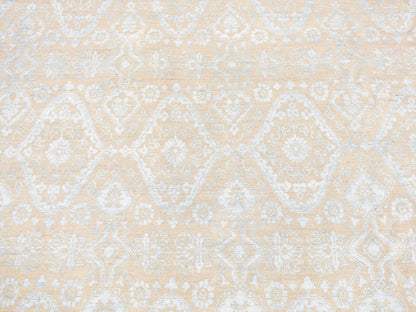 Brown 11'10" x 15'0" Transitional Hand knotted Wool/Silk Rug - Sku: O087663