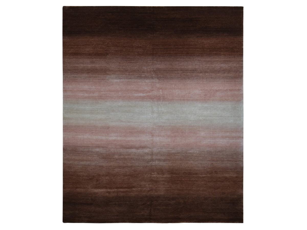 Gabbeh Modern / Contemporary hand-knotted wool rug in Brown, 12'4" x 15' — SKU O087664