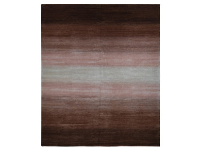 Brown 12'4" x 15'0" Modern / Contemporary Hand knotted Wool Rug - Sku: O087664