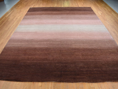 Brown 12'4" x 15'0" Modern / Contemporary Hand knotted Wool Rug - Sku: O087664