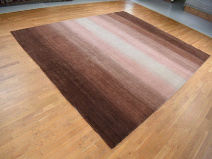 Brown 12'4" x 15'0" Modern / Contemporary Hand knotted Wool Rug - Sku: O087664