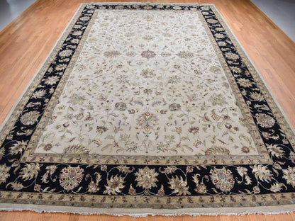 Rajasthan Rajasthan hand-knotted wool/silk rug in Ivory & Black, 12' x 18'2" — SKU O087666 (view 2)