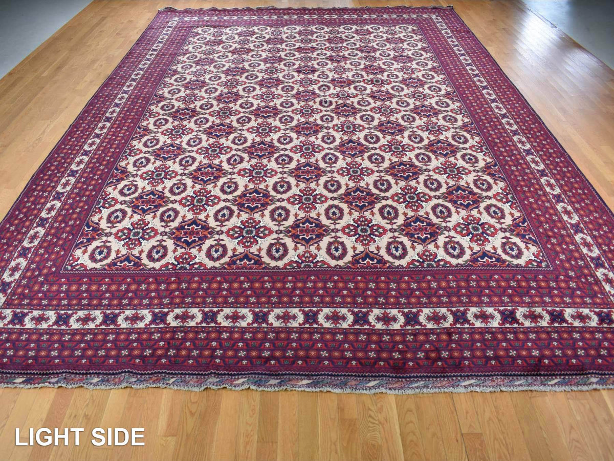 Tribal & Geometric hand-knotted wool rug in Ivory, 13' x 19'4" — SKU O087670