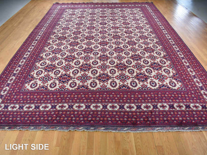 Tribal & Geometric hand-knotted wool rug in Ivory, 13' x 19'4" — SKU O087670