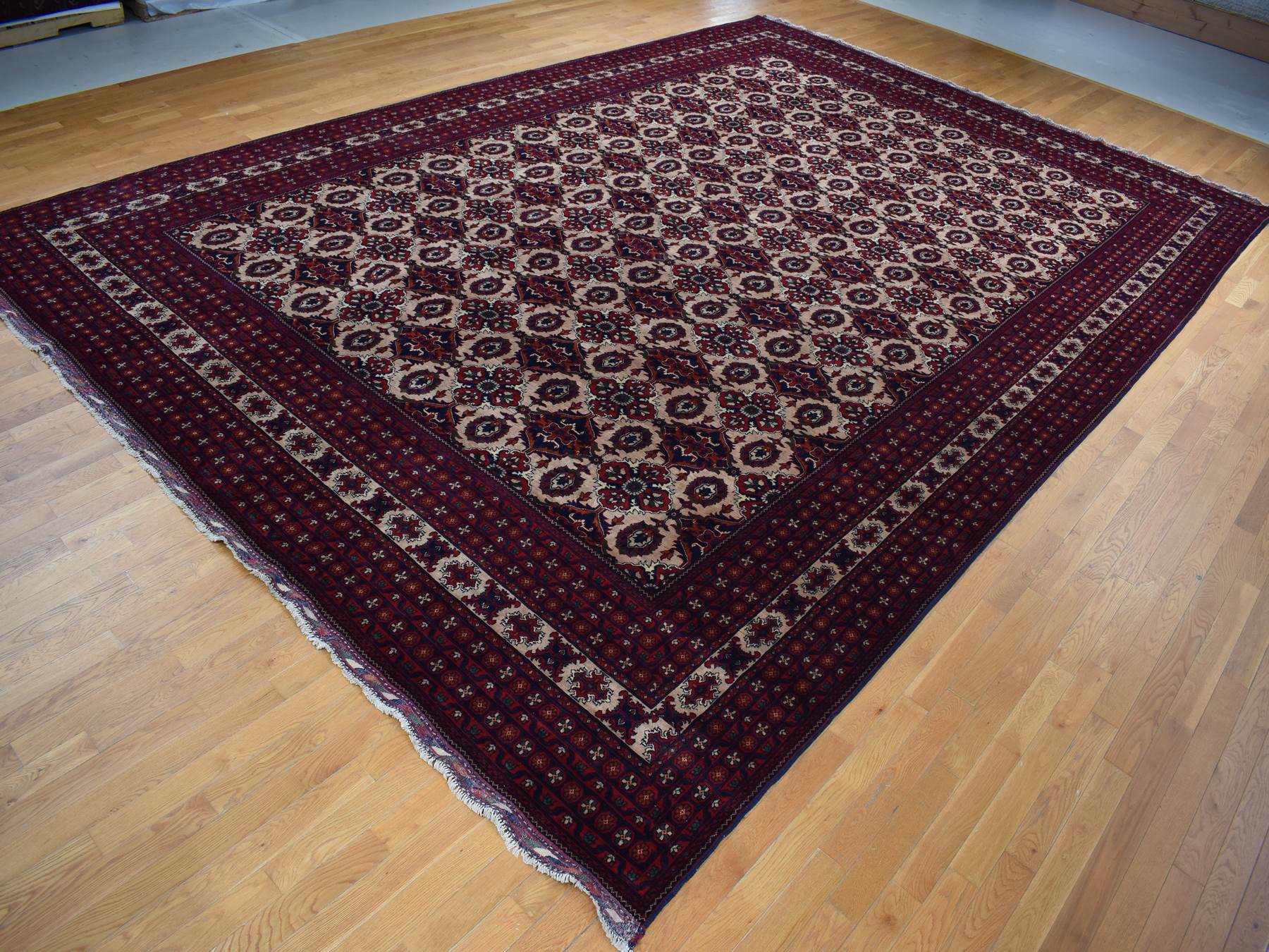 Tribal & Geometric hand-knotted wool rug in Ivory, 13' x 19'4" — SKU O087670 (view 2)