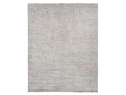 Modern / Contemporary hand-knotted wool/silk rug in Ivory, 12' x 15'3" — SKU O087674