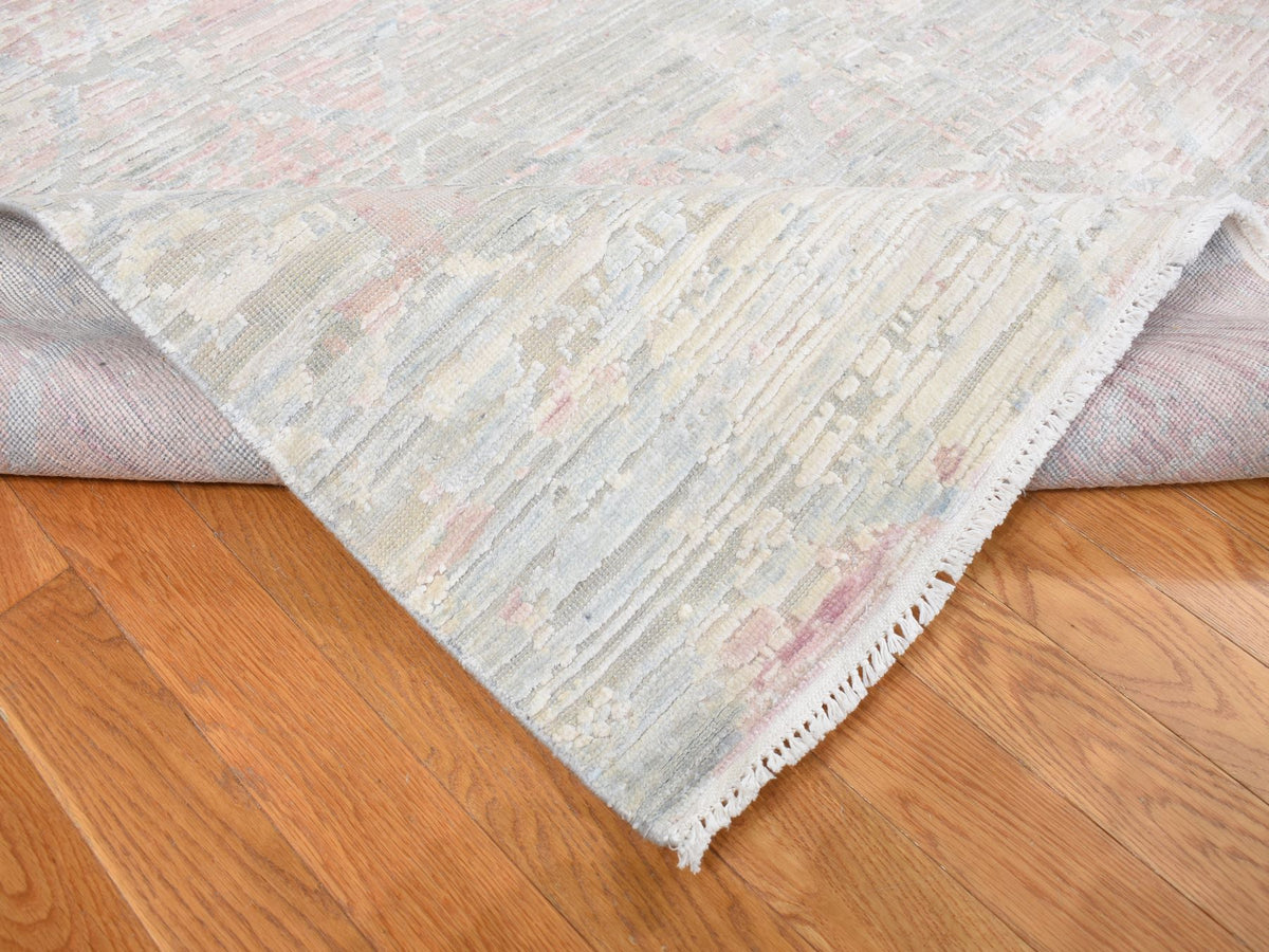 Modern / Contemporary hand-knotted wool/silk rug in Ivory, 12' x 15'3" — SKU O087674 (view 5)