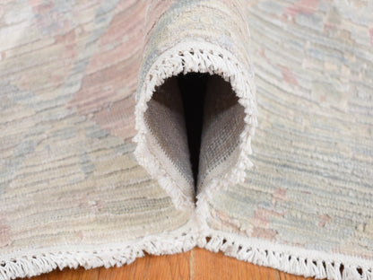 Modern / Contemporary hand-knotted wool/silk rug in Ivory, 12' x 15'3" — SKU O087674 (view 6)