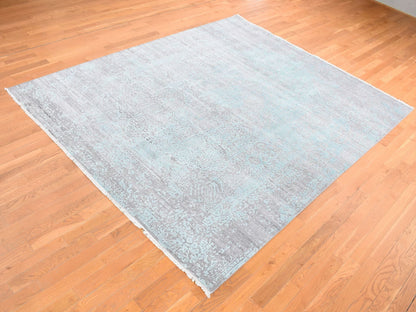 Green 11'10" x 14'10" Transitional Hand knotted Wool/Silk Rug - Sku: O087675