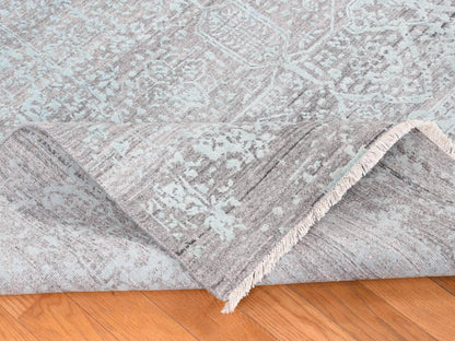 Green 11'10" x 14'10" Transitional Hand knotted Wool/Silk Rug - Sku: O087675