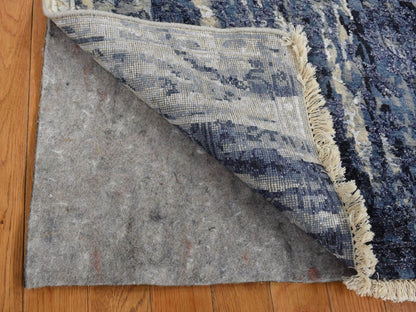 Blue 4'0" x 8'0" Transitional Hand knotted Wool/Silk Rug - Sku: O087677