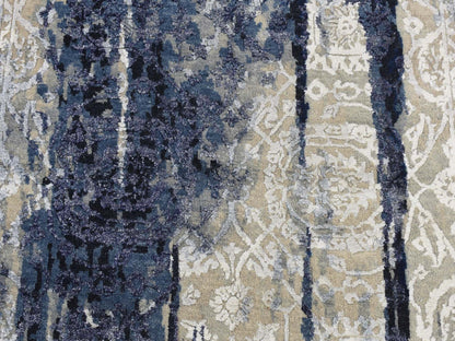 Blue 4'0" x 8'0" Transitional Hand knotted Wool/Silk Rug - Sku: O087677