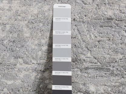 Transitional hand-knotted wool/silk runner in Gray, 4' x 9'8" — SKU O087679 (view 6)