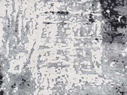 Modern / Contemporary hand-knotted wool/silk runner in Gray, 4'2" x 13'1" — SKU O087680 (view 7)