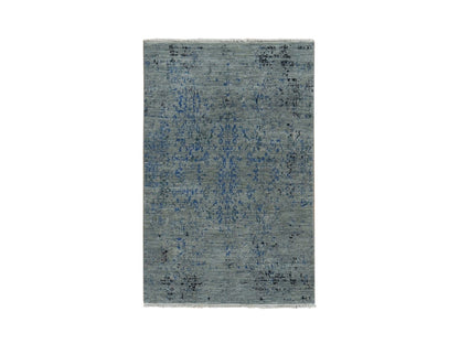 Grey 3'1" x 5'0" Modern / Contemporary Hand knotted Wool/Silk Rug - Sku: O087682