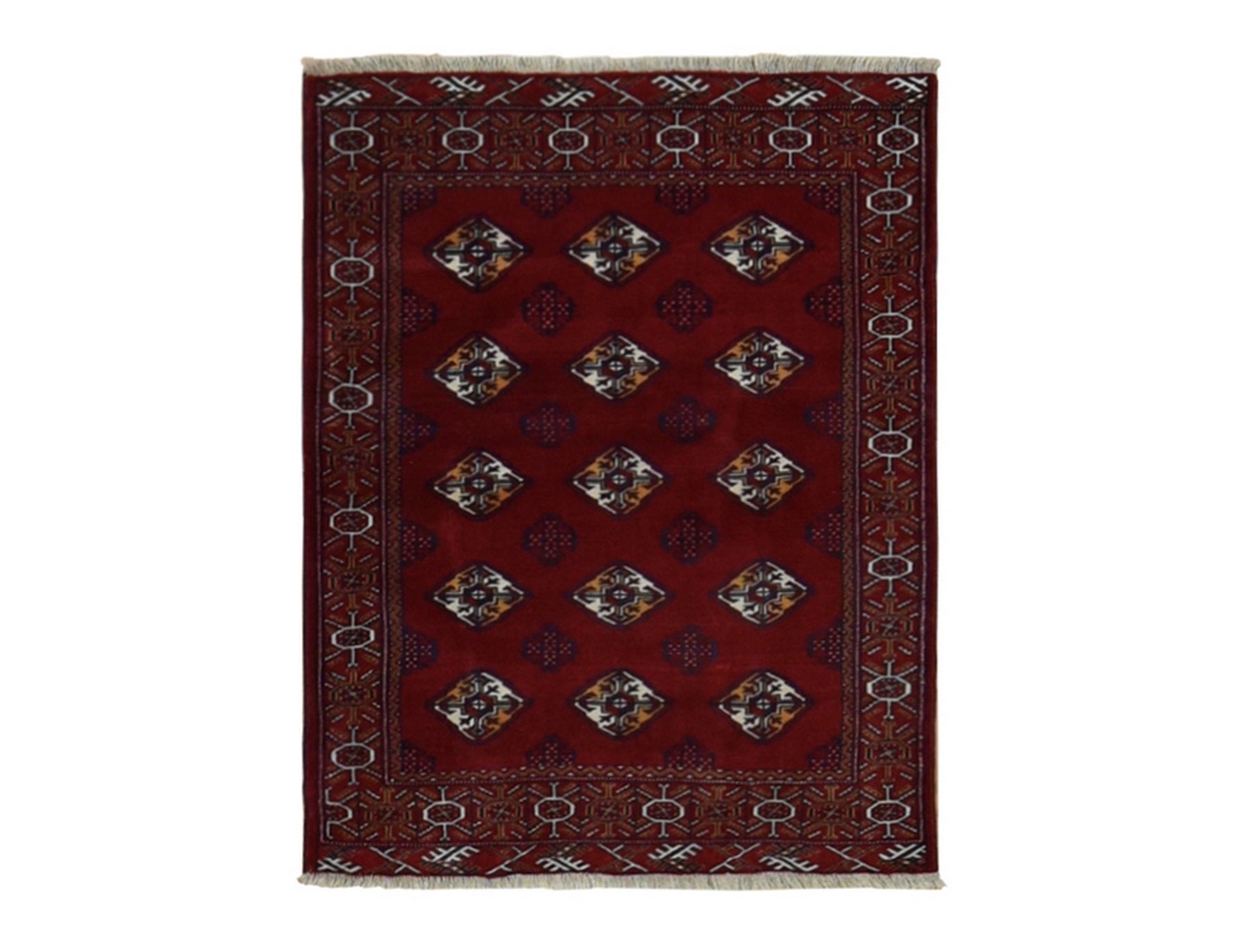 Turkoman Persian hand-knotted wool rug in Red, 3'3" x 4'2" — SKU O087684